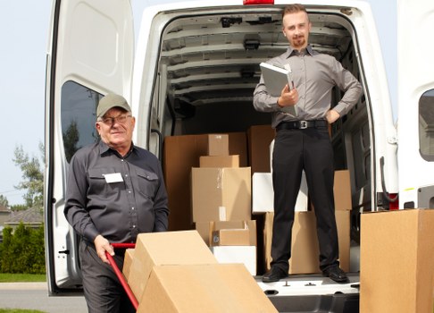 Boxes and moving equipment during a Haringey home removal