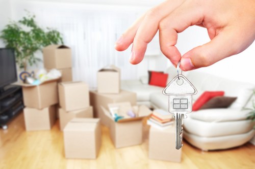 Packed boxes and furniture prepared for storage in Haringey