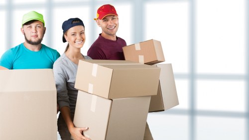 Household items being unloaded at a new property