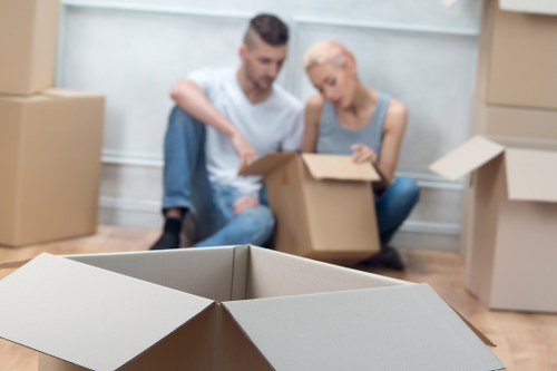 Packing and organising office boxes for a commercial move in a Haringey workspace