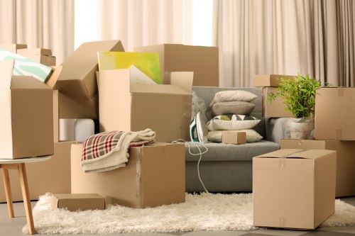 Boxes and furniture measured for cubic-yard pricing